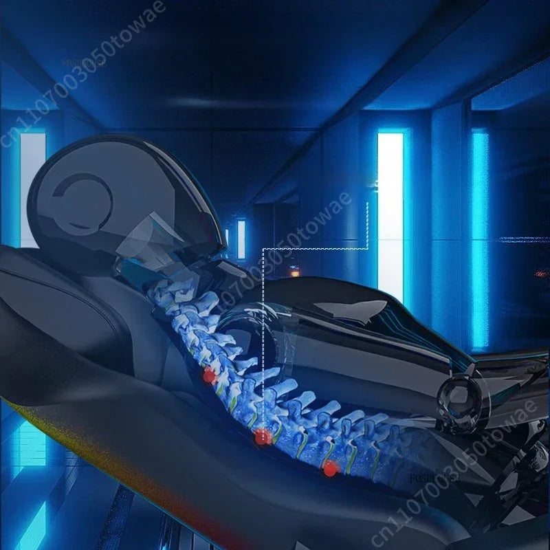 Reclining Gaming Station Cockpit, Integrated Ergonomic Computer Desk Chair with Adjustable Monitor Stand & Armrest Work Tray