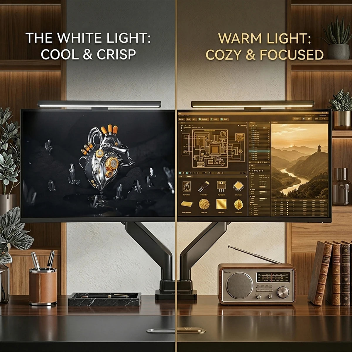 USB Powered LED Computer Screen Hanging Light Bar 30CM LED Monitor Lights Bar Dimming Lighting for Work Gaming Read Table Lamp