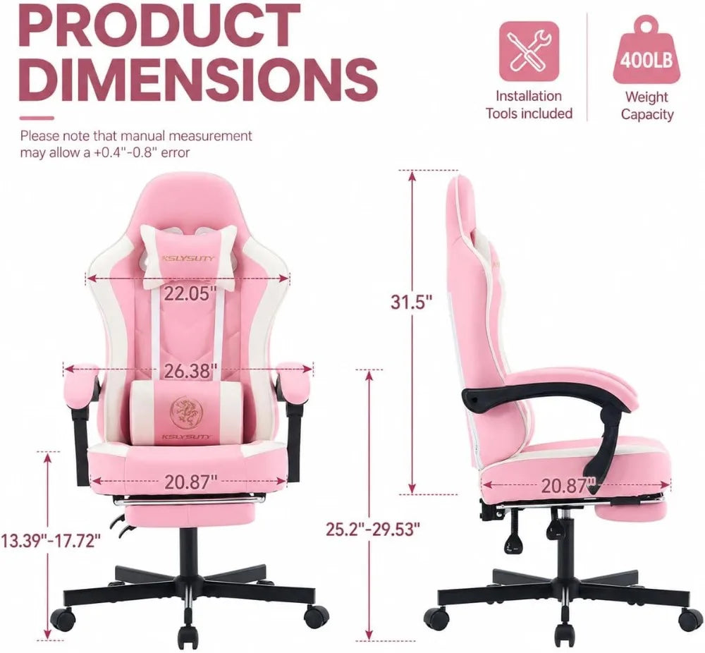 Ergonomic High Back Gaming Chair with Footrest, Lumbar Support & Pocket Spring Cushion, Swivel Home Office Desk Chair