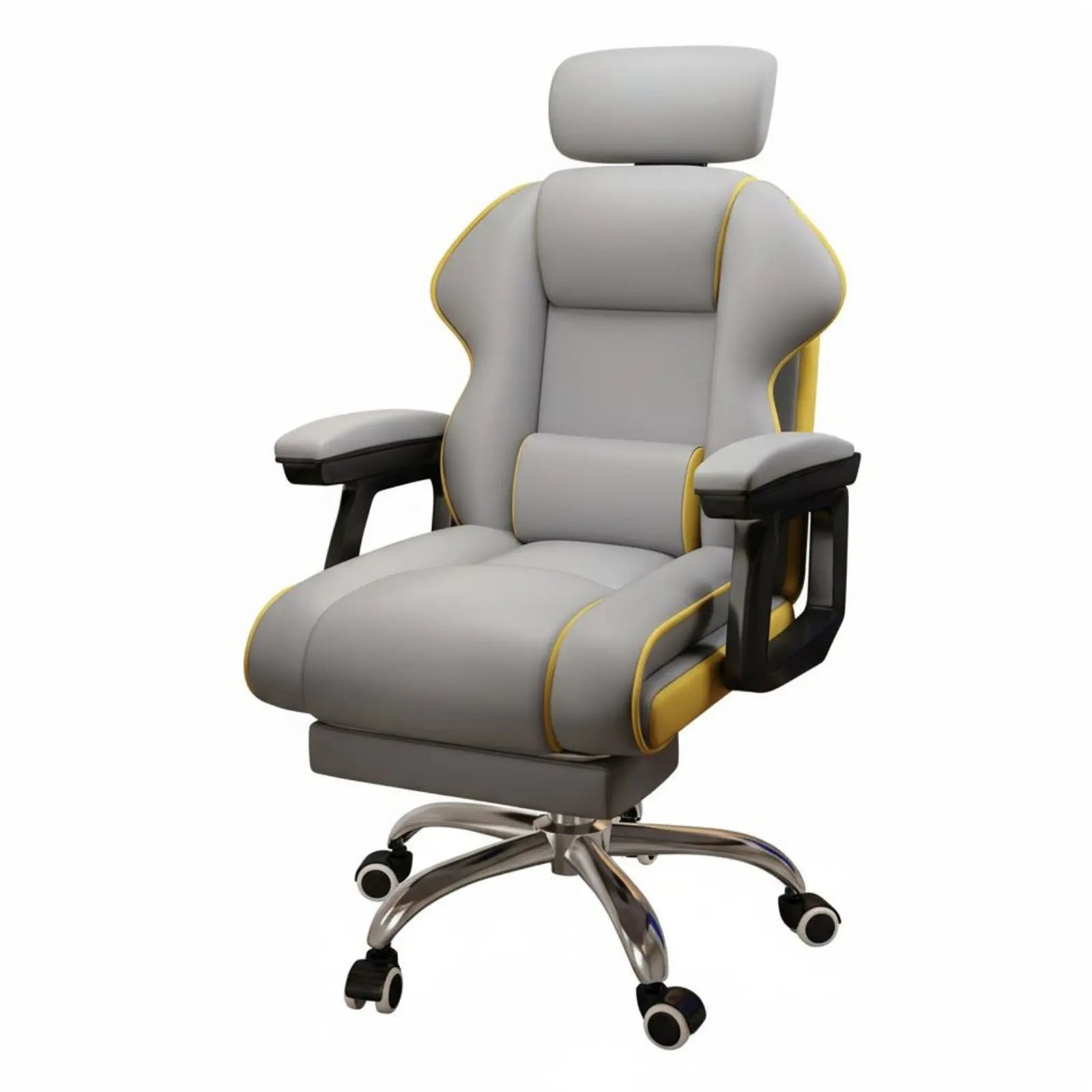 Ergonomic Gaming Chair Height Adjustable High-Rear Rotate Office Chair Full Recline Padded Armrests for Streamers, Bedroom