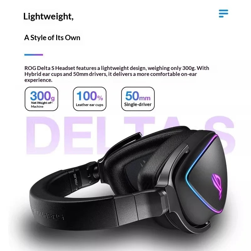ROG Prism Lightweight Over-Ear Gaming Earphones 7.1 Channel Gaming Headset RGB Lighting Aura Sync Prism 2 Gaming Headphone Gifts