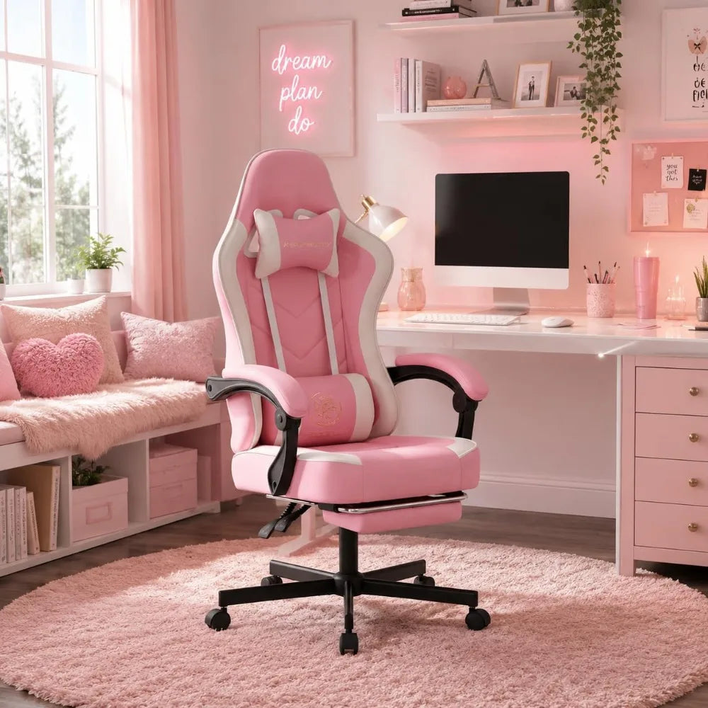 Ergonomic High Back Gaming Chair with Footrest, Lumbar Support & Pocket Spring Cushion, Swivel Home Office Desk Chair