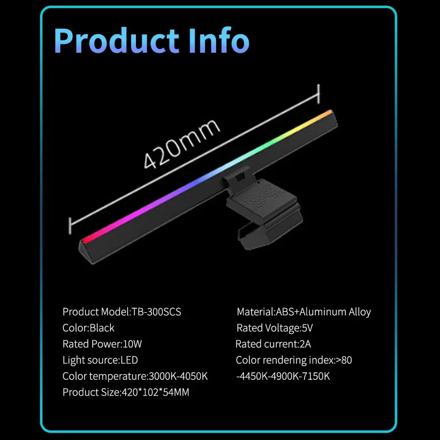 RGB Computer Monitor Light Internet Bar Gaming Office Computer Display Screen Lamp Sync to Music Reading Table Desk Lamp