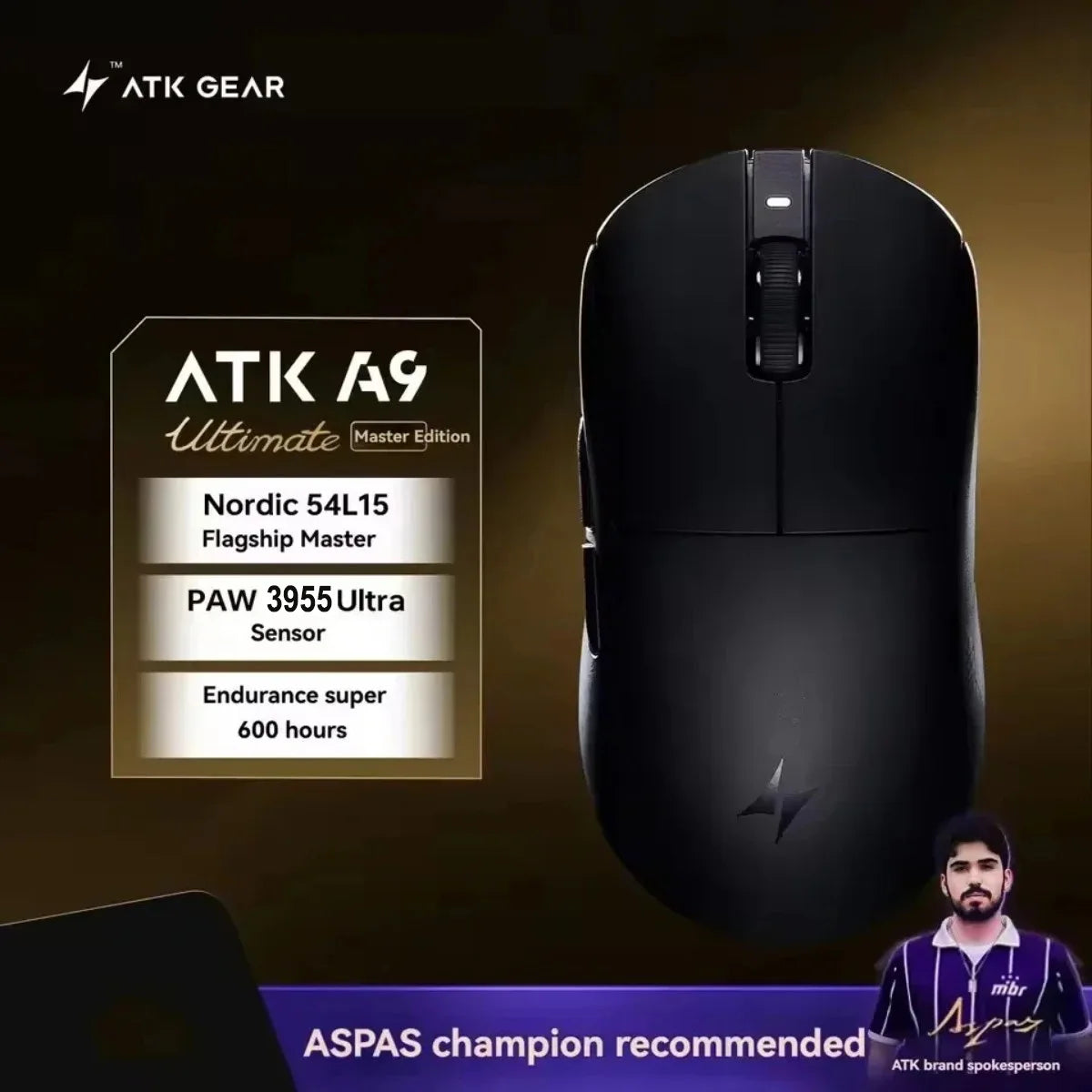 ATK Gaming Mouse DragonFly A9 Ultimate Air Wireless Mouse PAW3950 Ultra 42000DPI 750IPS 8KHz Ergonomic for Windows MacOs