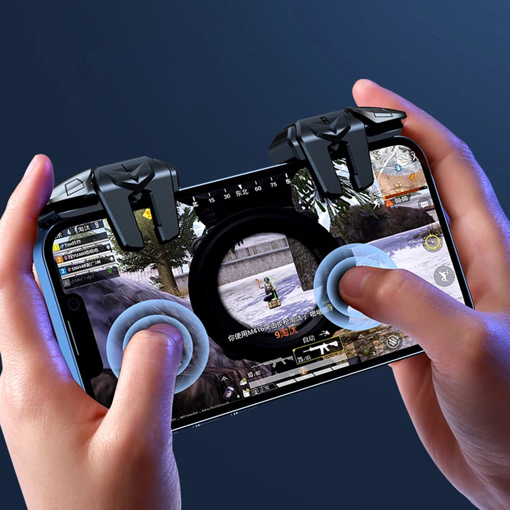 2pcs 6 Finger Gaming Trigger for PUBG Game Mobile Joystick Trigger Shooter Fire Button Controller for Ios Android Mobiles Phones