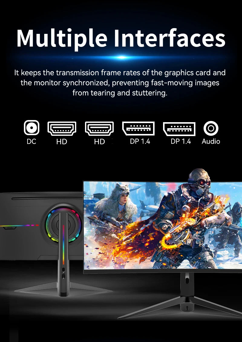 Curved Screen Monitors 24 32 34 Inch Ips Lcd Monitor 144hz 165 hz 4K 1080P 3440*1440P ultra Wide Desk Gaming Screen