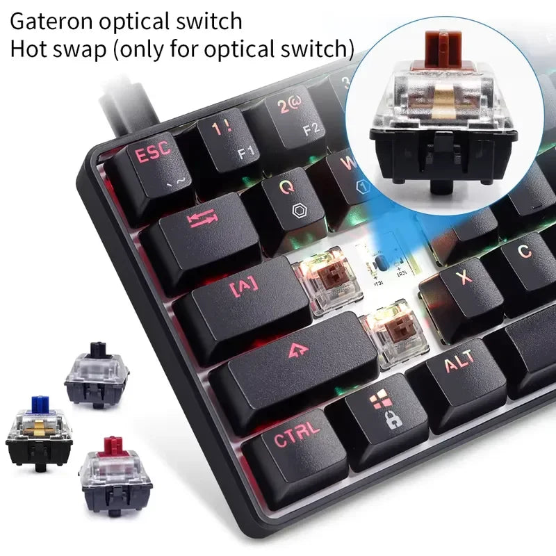Dropshipping Skyloong Gk61 Sk61 Rgb 60% Mini Keyboard Gateron Optical Switch Gaming Mechanical Keyboard