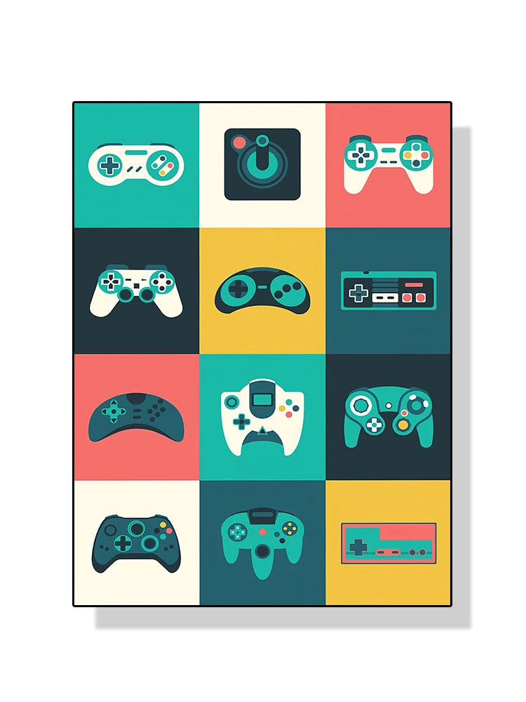 Modern Video Game Controllers Poster Handheld Game Console Gamepad Canvas Painting Wall Art Print Picture Gamer Room Home Dec
