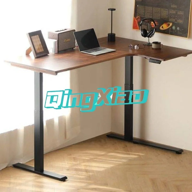 Solid Wood Dual Motor Electric Height Adjustable Desk Gaming Study Home Office Computer Table With Anti Collision Child Lock