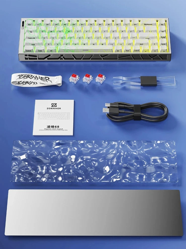 ZORNHER ZH68HE Magnetic Keyboard Wired CNC Aluminum Gaming Keyboard 65% Rapid Trigger 8K HZ Polling Rate Magnetic Switch