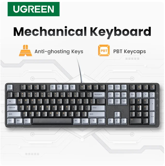 UGREEN Keyboard Mechanical Wired Gaming Keyboard 108 PBT Keycaps for Desktop Laptop