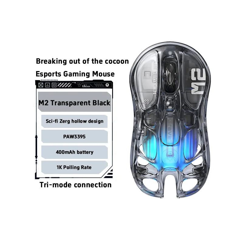 GravaStar M1 M2 Gaming Mouse Magnesium Alloy Hollow Design Custom Wired Wireless Tri-Mode Mice PC E-Sports Accessories Gifts