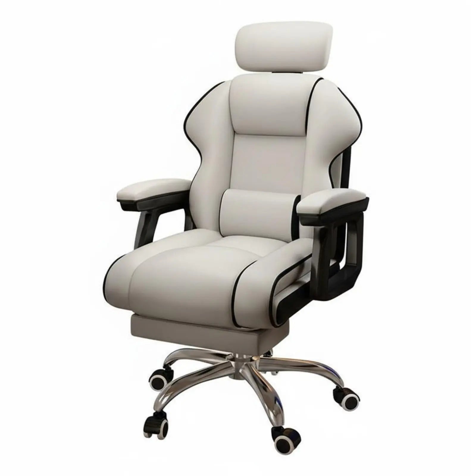 Ergonomic Gaming Chair Height Adjustable High-Rear Rotate Office Chair Full Recline Padded Armrests for Streamers, Bedroom