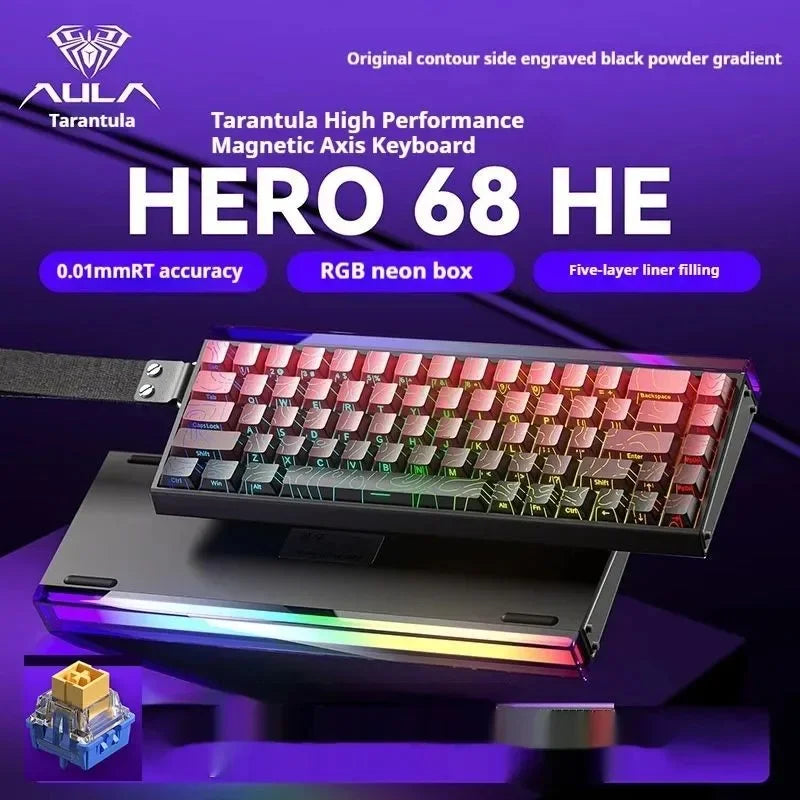 AULA HERO 68HE Magnetic Switch Gaming Keyboard E-sports Custom RGB Mechanical Wired 65% Keyboard