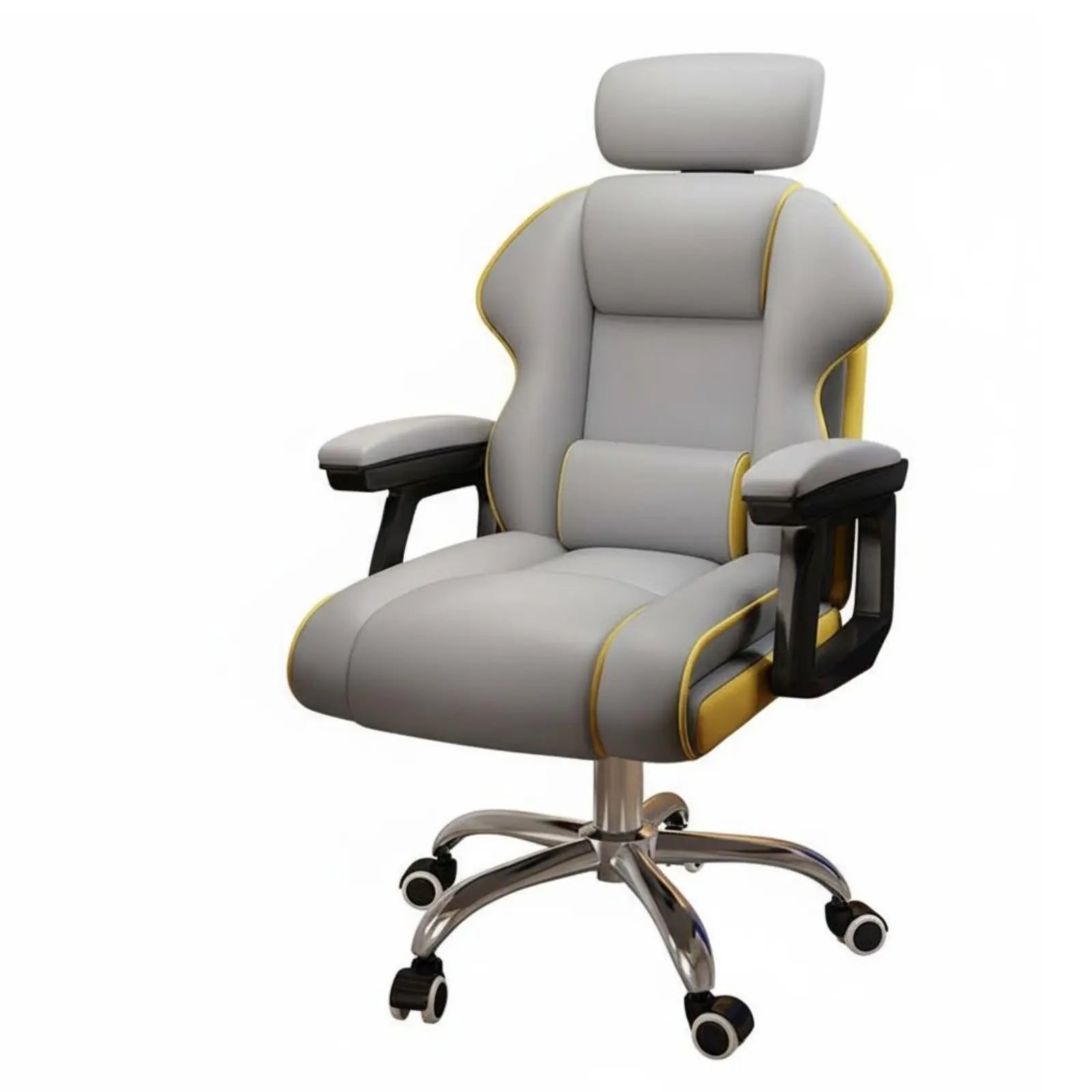 Ergonomic Gaming Chair Height Adjustable High-Rear Rotate Office Chair Full Recline Padded Armrests for Streamers, Bedroom