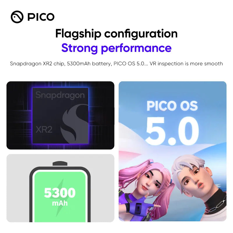 Pico 4 VR Headset RTS 8G 128G All-In-One Virtual Reality Headset Pico4 3D VR Glasses 4K+ Display for Metaverse & Stream Gaming