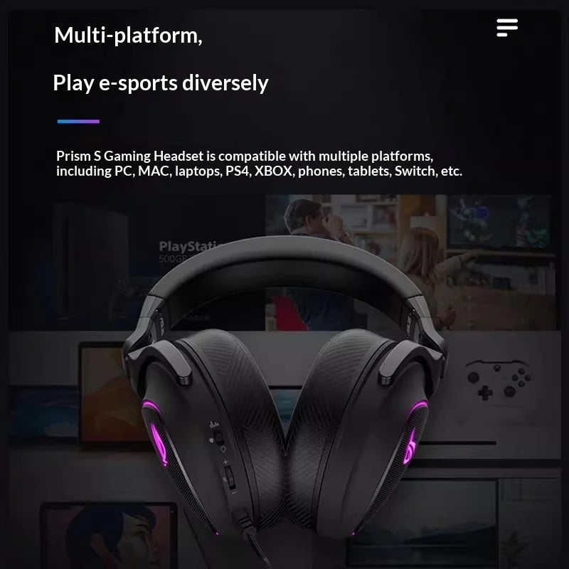 ROG Prism Lightweight Over-Ear Gaming Earphones 7.1 Channel Gaming Headset RGB Lighting Aura Sync Prism 2 Gaming Headphone Gifts