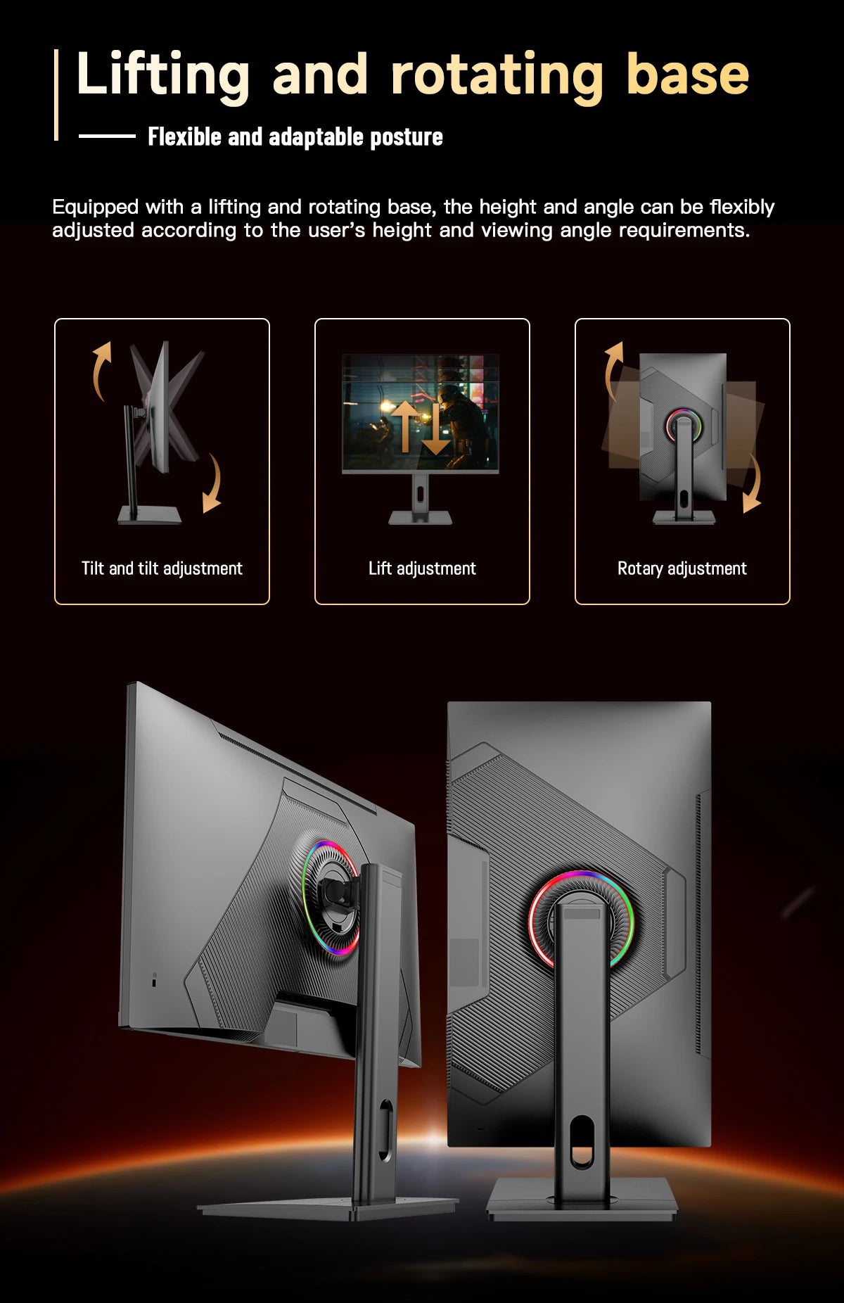 Curved 1K 2K 27 Inch Lcd Monitor 100/180/240/300/360Hz 1080P/1440P UHD Wide Screen Monitor for Gaming