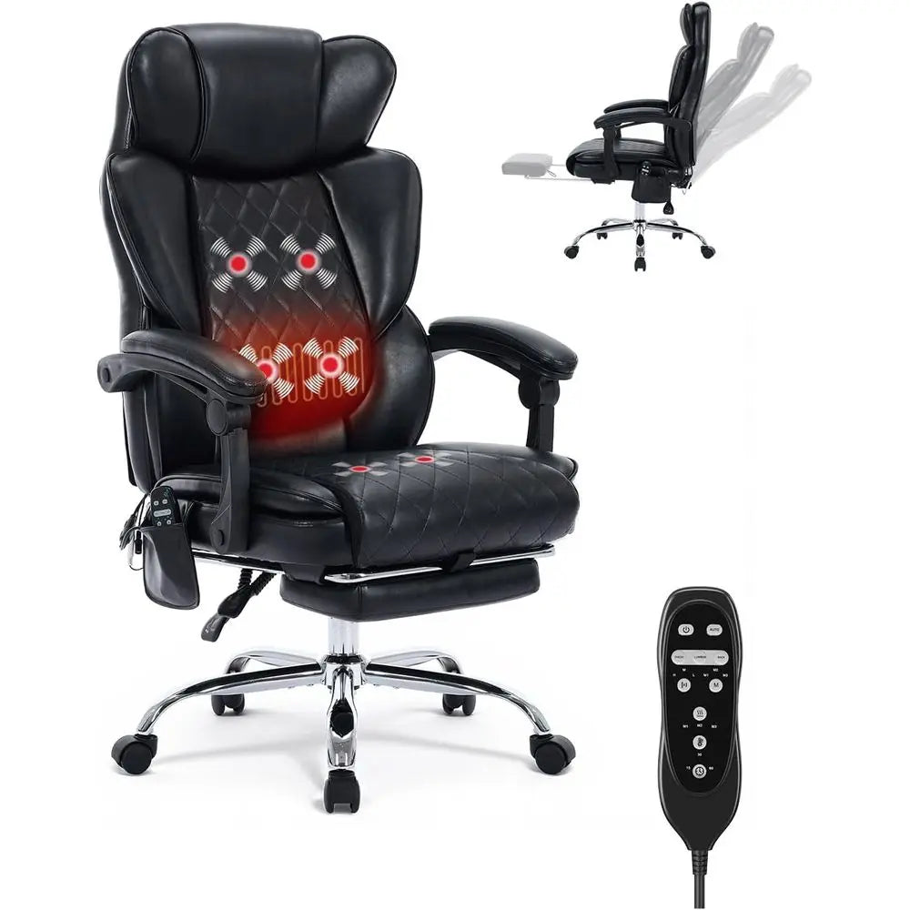 Ergonomic 500lbs Capacity Massage Chair with Footrest, Vibration, Heat, Wide for Big and Tall, Reclining Gaming Chair, Black