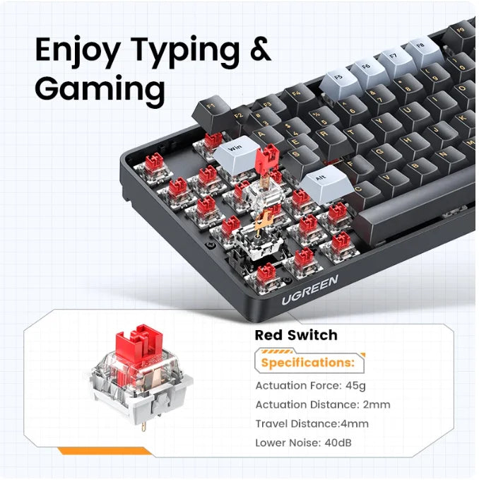 UGREEN Keyboard Mechanical Wired Gaming Keyboard 108 PBT Keycaps for Desktop Laptop
