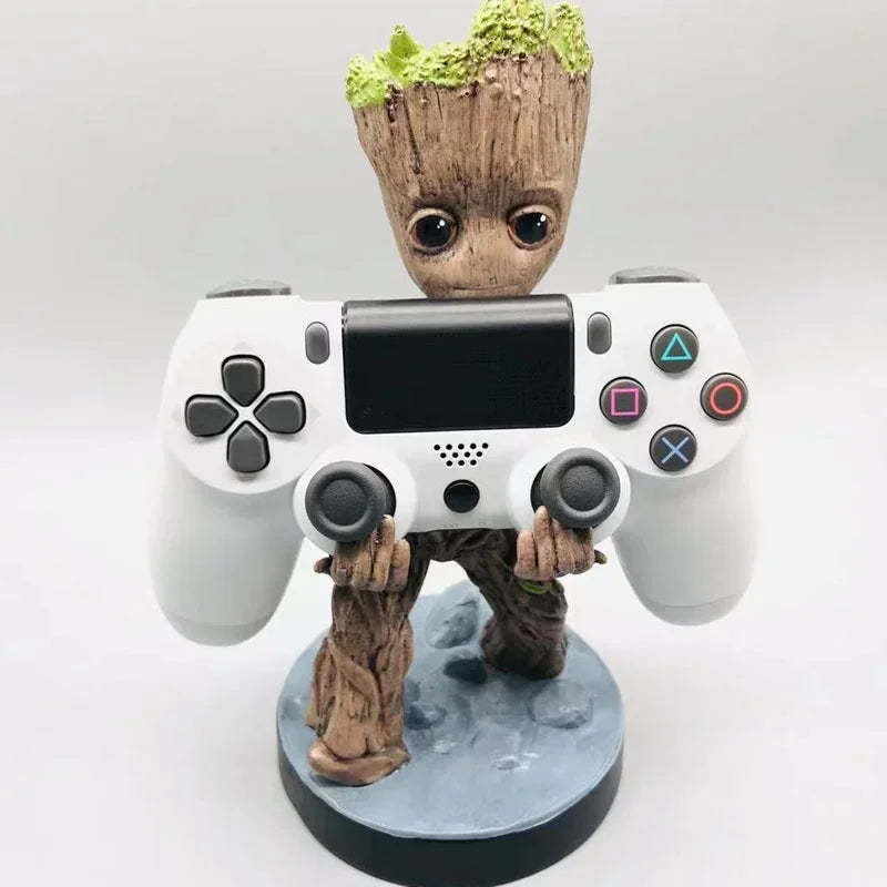 Marvel Guardians of The Galaxy Groot Gamepad Holder Figure Toys Small Tree Man Phone Bracket Statue Model Ornament Decorate Gift