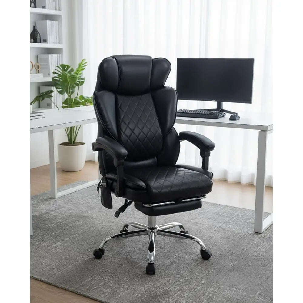 Ergonomic 500lbs Capacity Massage Chair with Footrest, Vibration, Heat, Wide for Big and Tall, Reclining Gaming Chair, Black