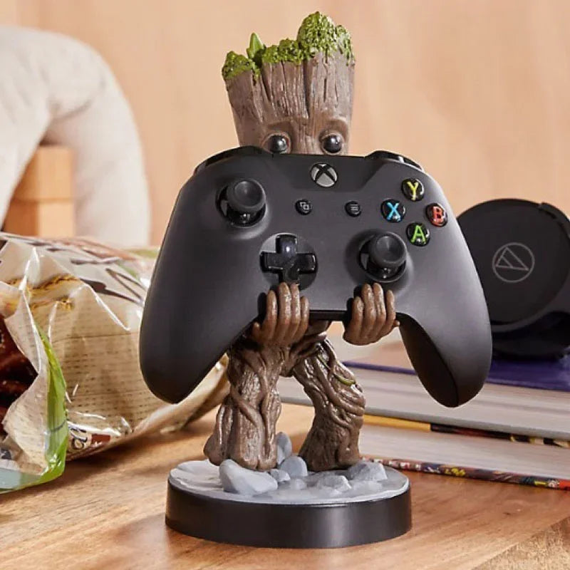 Marvel Guardians of The Galaxy Groot Gamepad Holder Figure Toys Small Tree Man Phone Bracket Statue Model Ornament Decorate Gift