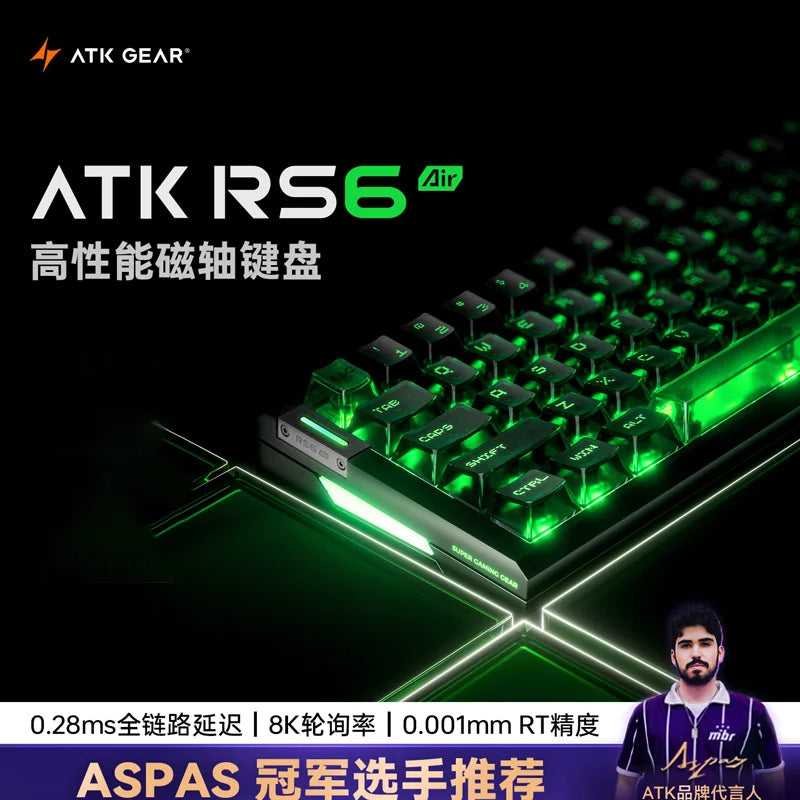 Atk Gear Rs6 Air Magnetic Axis Gaming Keyboard 0.28ms Latency 8k Polling Rate 0.001mm Rt Precision For Esports Valorant Gamers