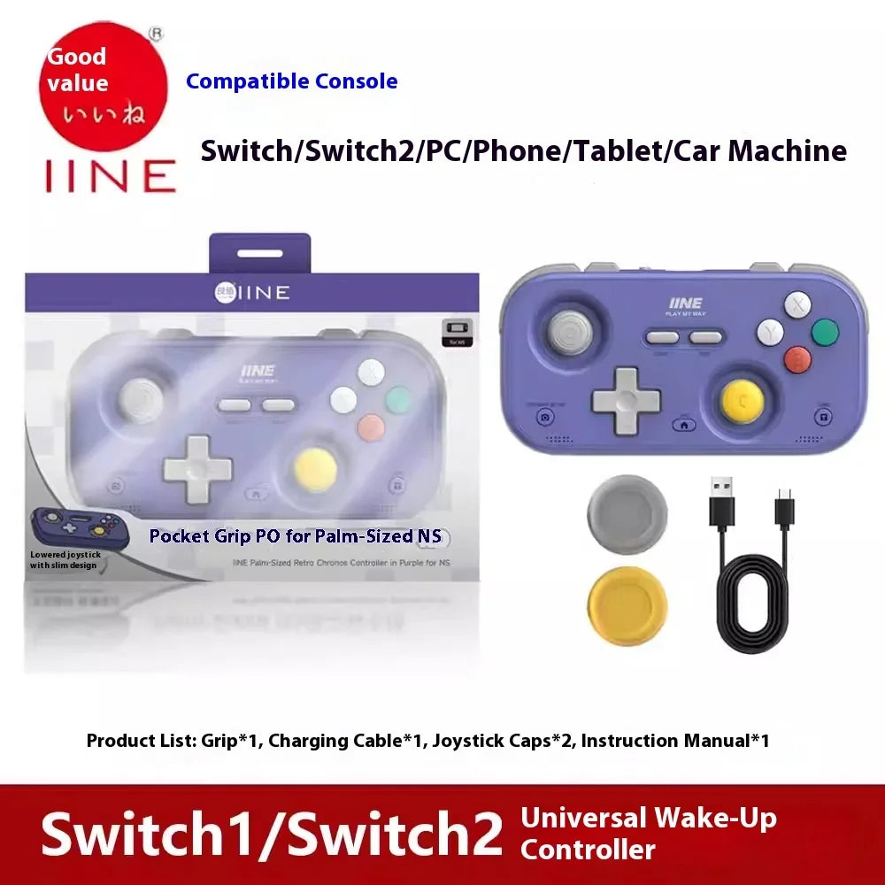 IINE Pocket Mini Controller Palm-Sized Gamepads 1000hz Hall Joystick Short Video Remote Control Suitable for NS2 Android