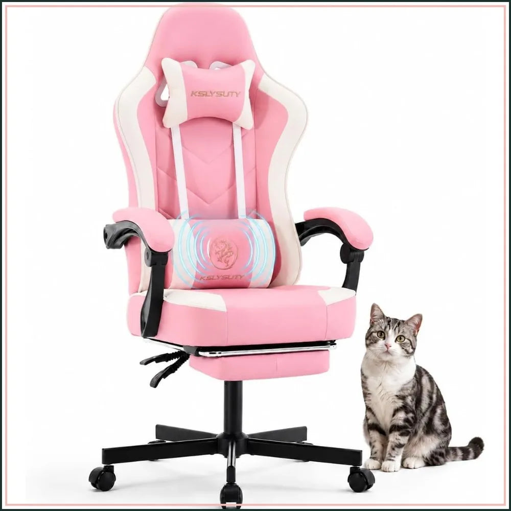 Ergonomic High Back Gaming Chair with Footrest, Lumbar Support & Pocket Spring Cushion, Swivel Home Office Desk Chair