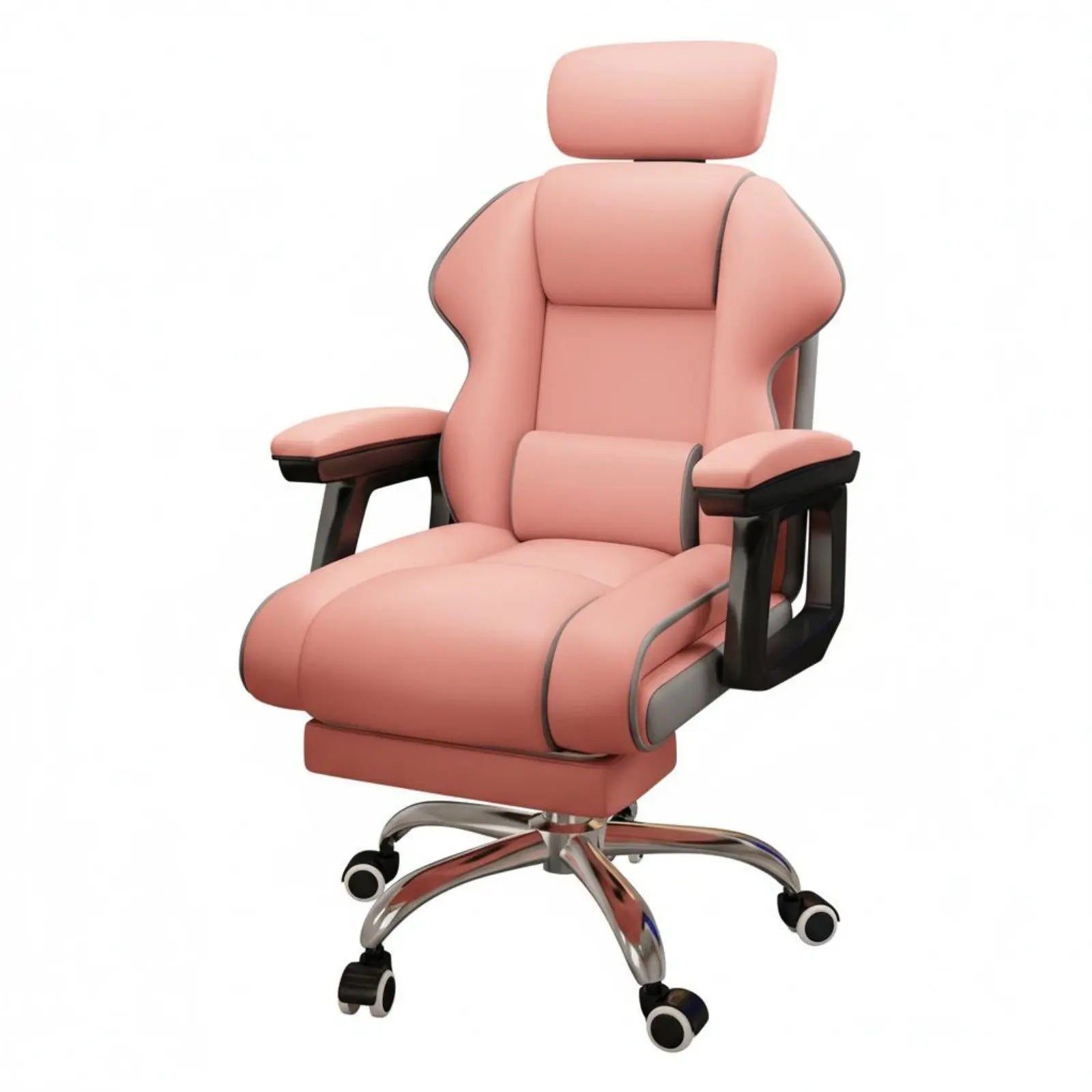 Ergonomic Gaming Chair Height Adjustable High-Rear Rotate Office Chair Full Recline Padded Armrests for Streamers, Bedroom