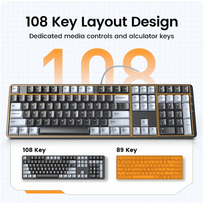 UGREEN Keyboard Mechanical Wired Gaming Keyboard 108 PBT Keycaps for Desktop Laptop