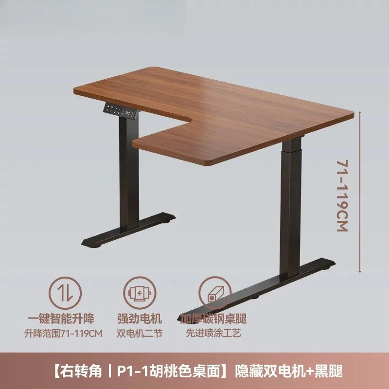 Solid Wood Dual Motor Electric Height Adjustable Desk Gaming Study Home Office Computer Table With Anti Collision Child Lock