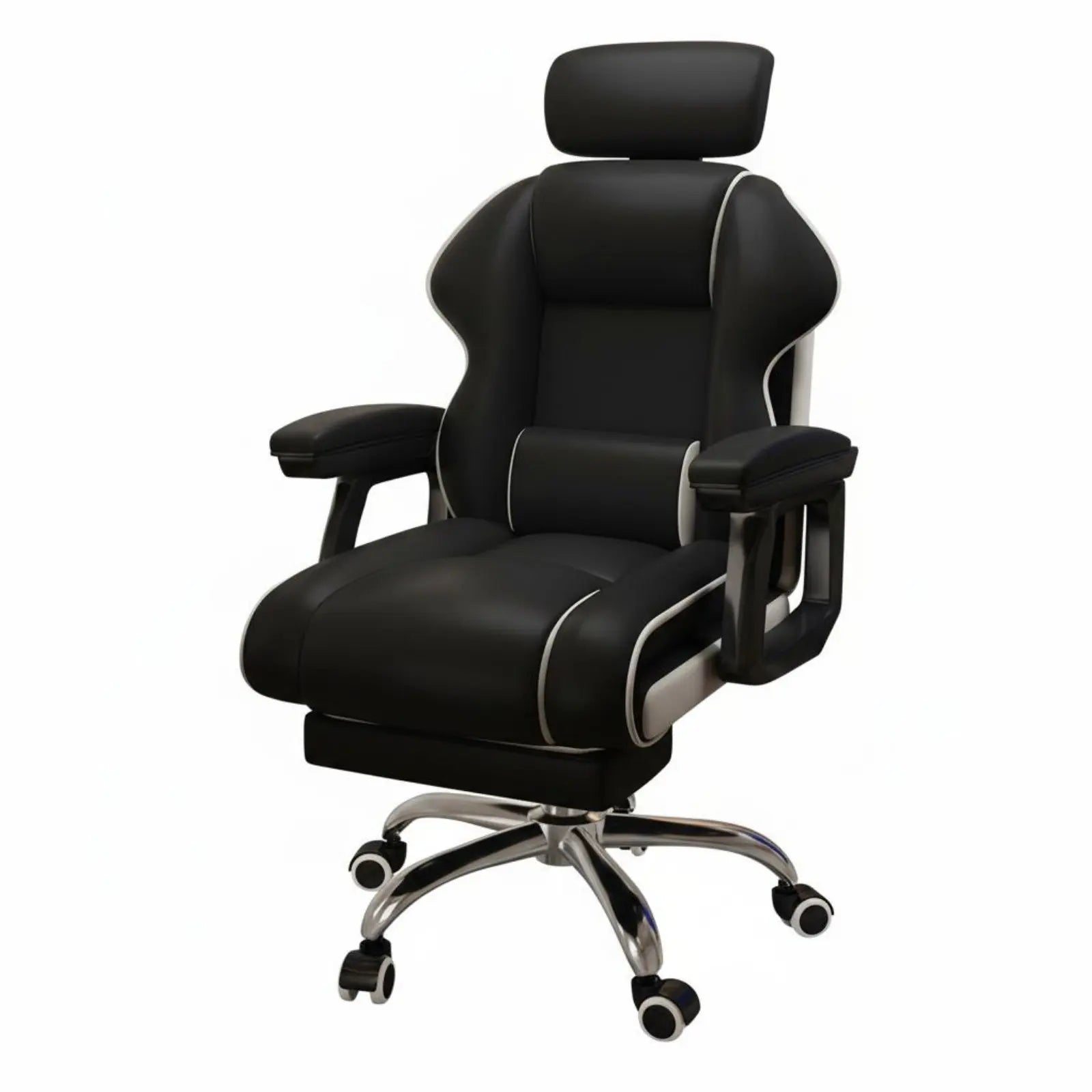 Ergonomic Gaming Chair Height Adjustable High-Rear Rotate Office Chair Full Recline Padded Armrests for Streamers, Bedroom