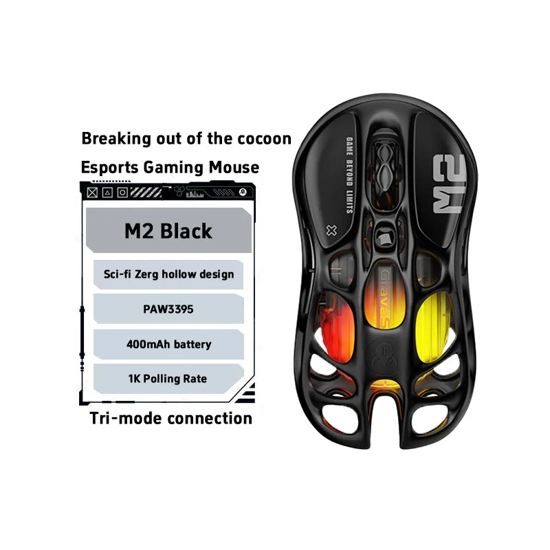 GravaStar M1 M2 Gaming Mouse Magnesium Alloy Hollow Design Custom Wired Wireless Tri-Mode Mice PC E-Sports Accessories Gifts