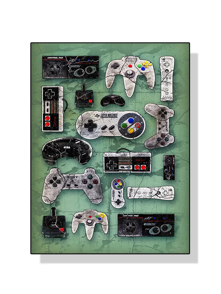 Modern Video Game Controllers Poster Handheld Game Console Gamepad Canvas Painting Wall Art Print Picture Gamer Room Home Dec