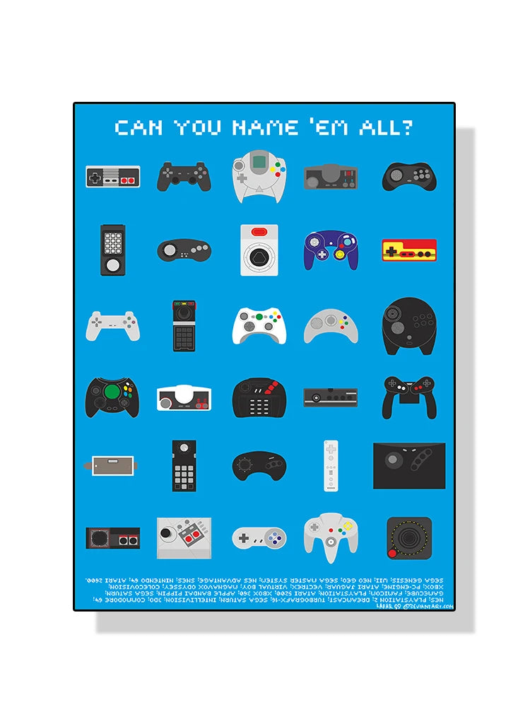 Modern Video Game Controllers Poster Handheld Game Console Gamepad Canvas Painting Wall Art Print Picture Gamer Room Home Dec