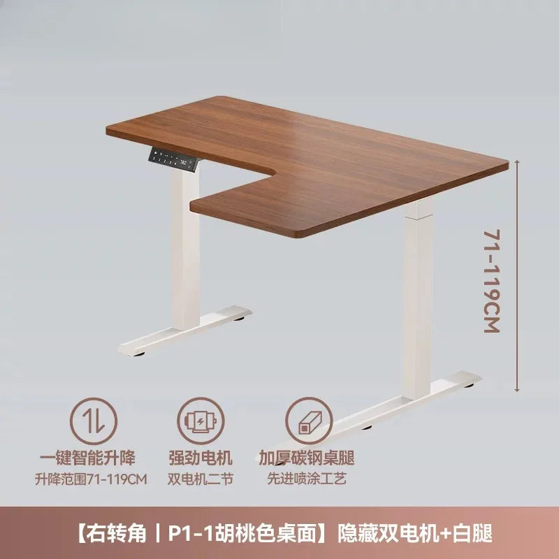 Solid Wood Dual Motor Electric Height Adjustable Desk Gaming Study Home Office Computer Table With Anti Collision Child Lock