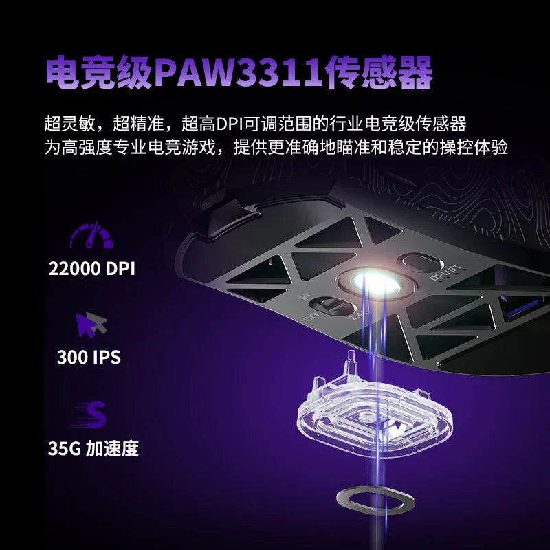New Hot Furycube G11 Wireless Mouse Game Bluetooth Third Simulation Exam Paw3311 Lightweight Hollow Design Rgb Mouse