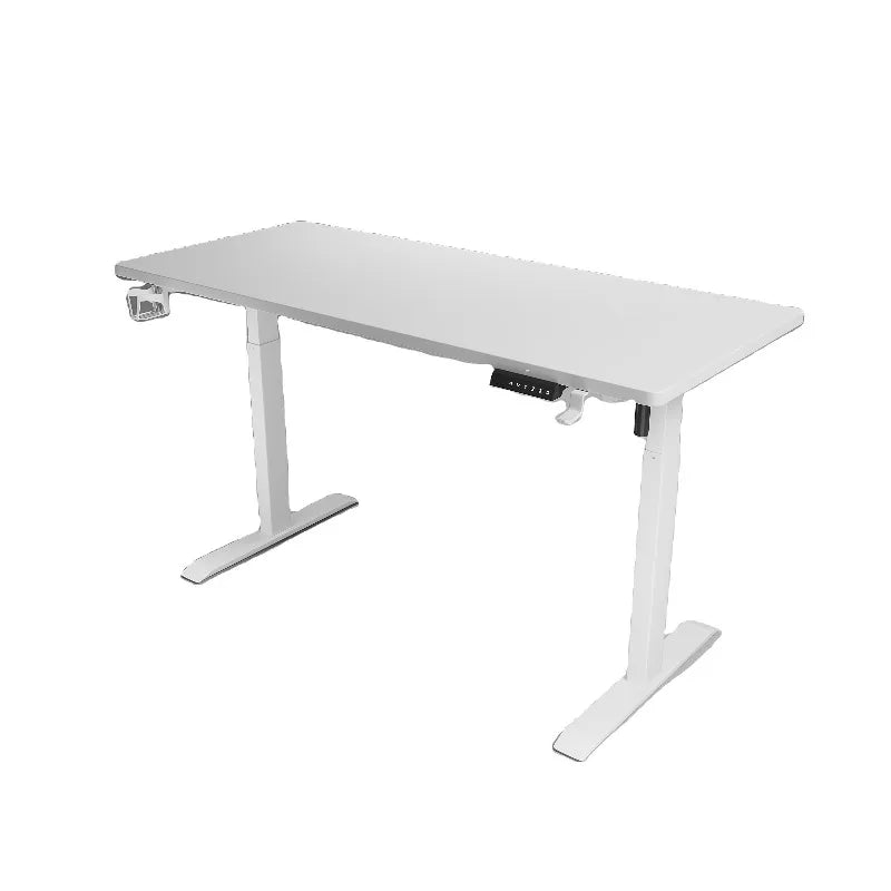 White Solid Wood Dual Motor Electric Height Adjustable Desk 3cm Thick Desktop Gaming Computer Table For Home Office Study
