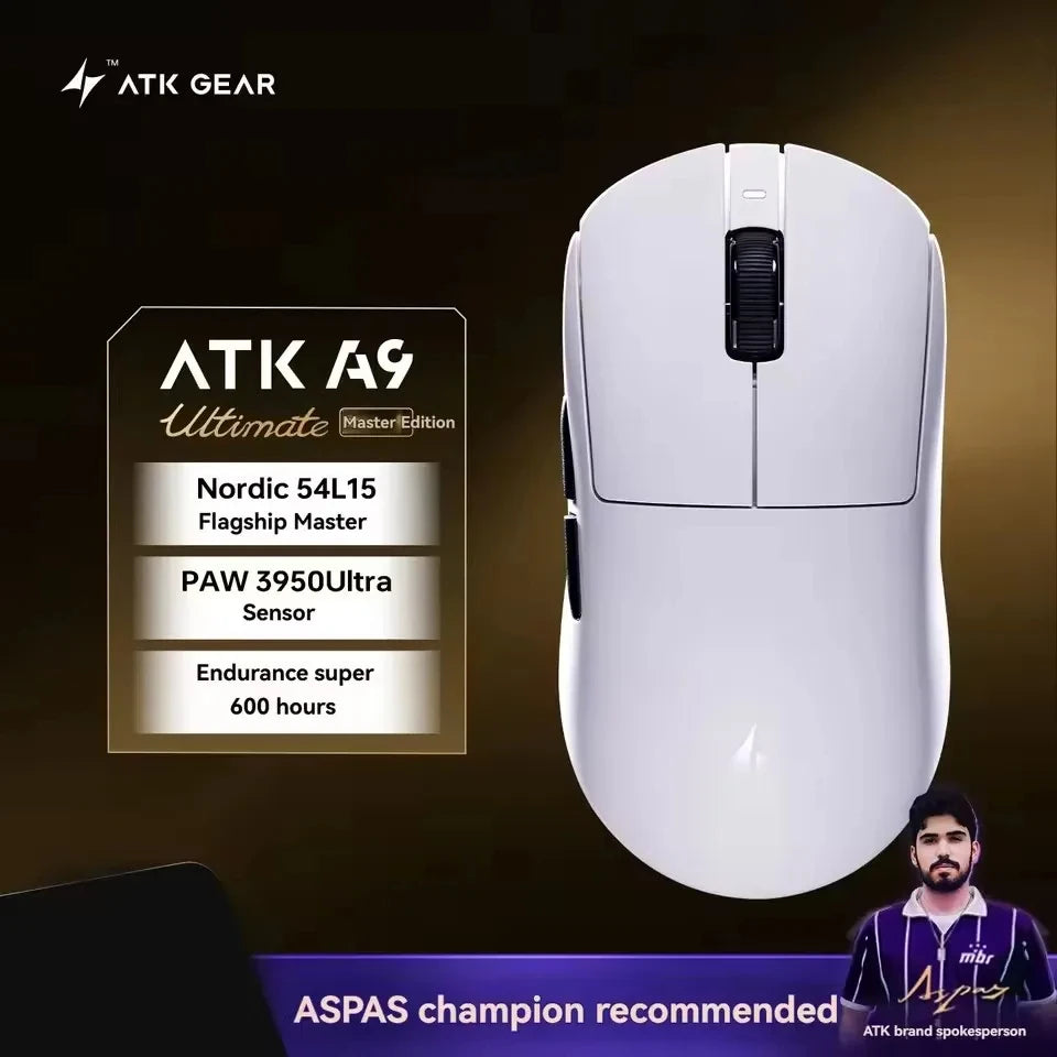ATK Gaming Mouse DragonFly A9 Ultimate Air Wireless Mouse PAW3950 Ultra 42000DPI 750IPS 8KHz Ergonomic for Windows MacOs
