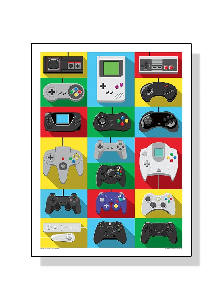 Modern Video Game Controllers Poster Handheld Game Console Gamepad Canvas Painting Wall Art Print Picture Gamer Room Home Dec
