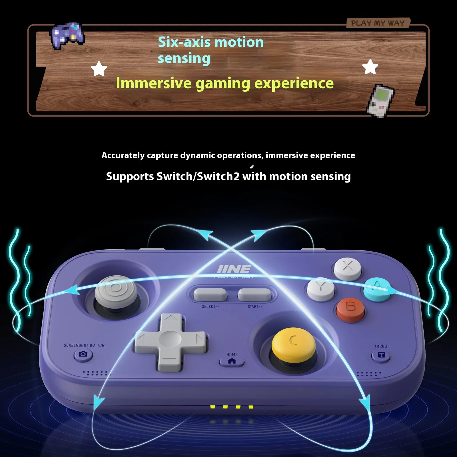 IINE Pocket Mini Controller Palm-Sized Gamepads 1000hz Hall Joystick Short Video Remote Control Suitable for NS2 Android