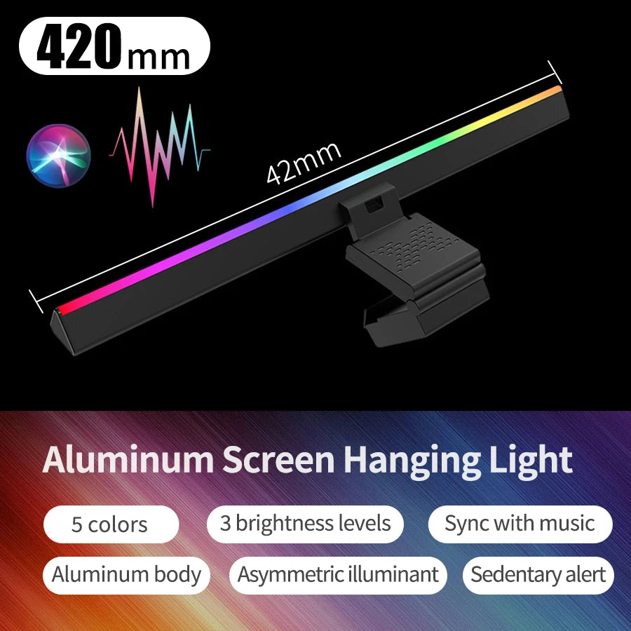 RGB Computer Monitor Light Internet Bar Gaming Office Computer Display Screen Lamp Sync to Music Reading Table Desk Lamp