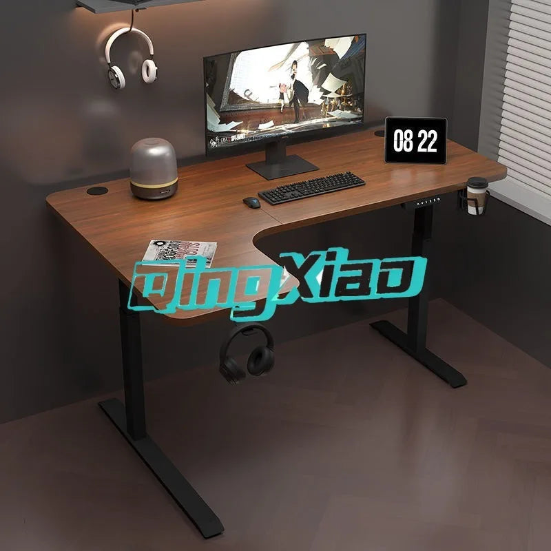 Solid Wood Dual Motor Electric Height Adjustable Desk Gaming Study Home Office Computer Table With Anti Collision Child Lock