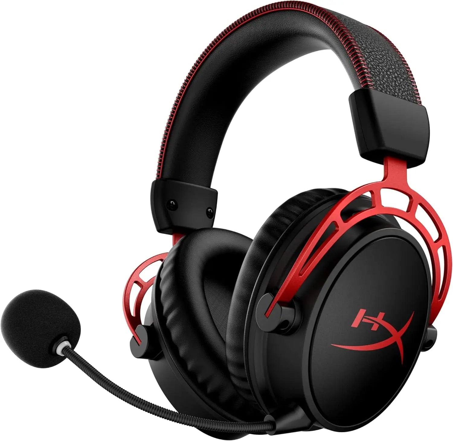 Wireless Gaming Headset with DTS Spatial Audio, 300H Battery, Noise-Canceling Mic, Dual Chamber Drivers, Aluminum Frame - Red (Renewed)