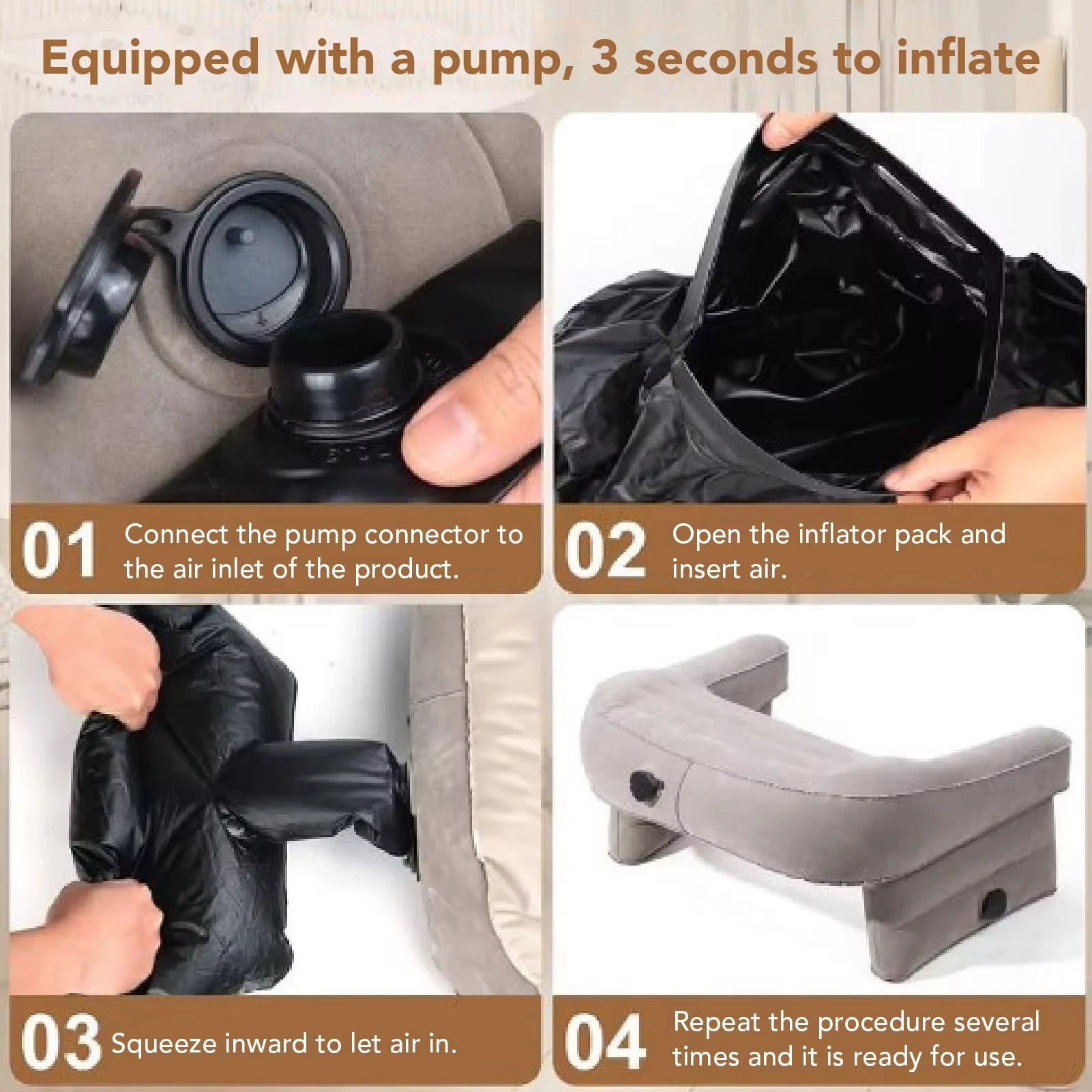 Inflatable Lap Desk Pillow Inflatable Gaming Pillow PVC and Flock Adjustable Ergonomic Design Inflatable Lap Desk Pillow