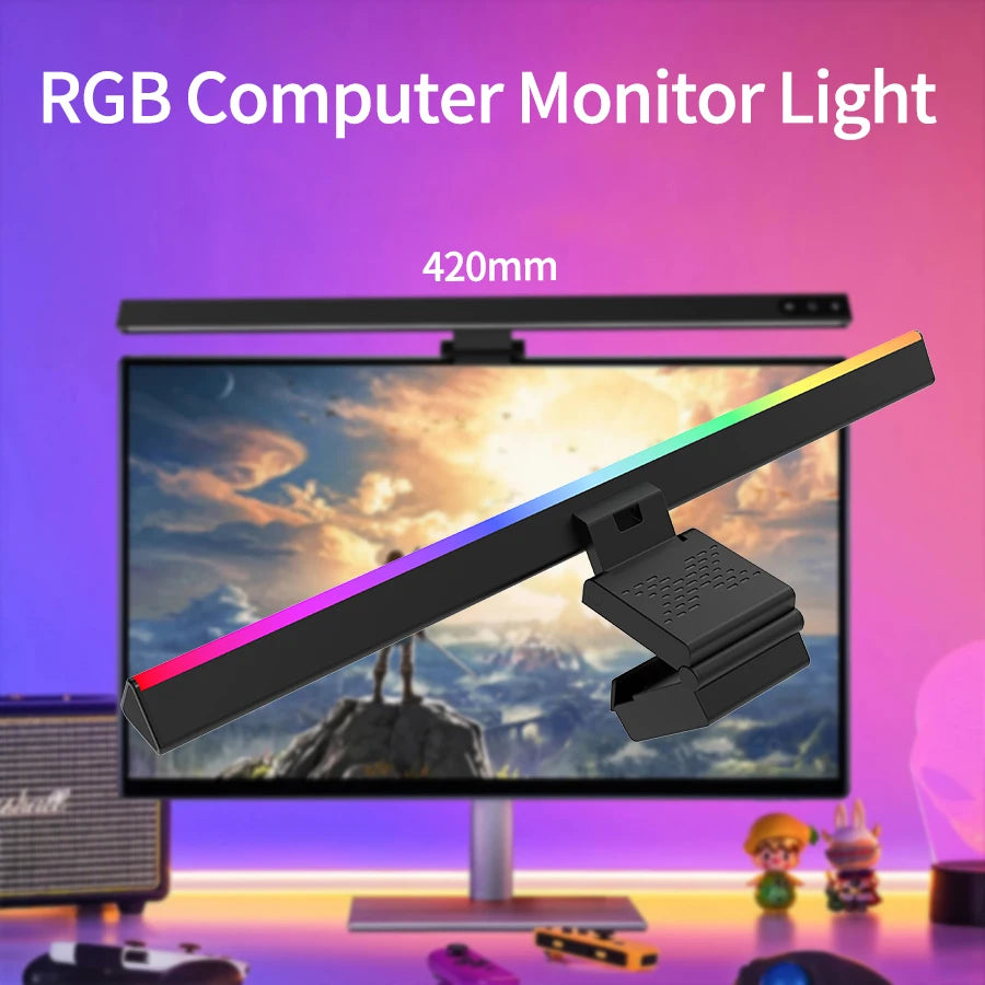 RGB Computer Monitor Light Internet Bar Gaming Office Computer Display Screen Lamp Sync to Music Reading Table Desk Lamp