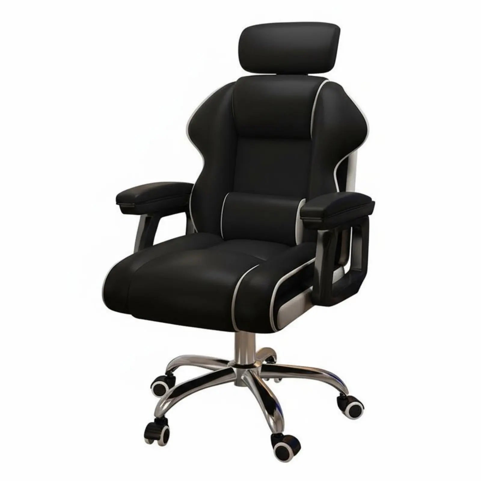 Ergonomic Gaming Chair Height Adjustable High-Rear Rotate Office Chair Full Recline Padded Armrests for Streamers, Bedroom